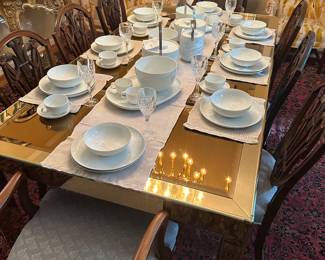 Master Craftsman Dining Table, Brass Plating over Wood Frame with Copper Mirrors