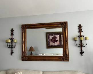 Wood framed wall mirror