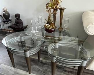 Matching glass occasional tables.....