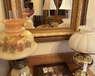 Antique mirror, lamps, Indian photo