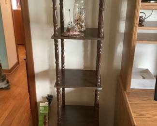 Five shelf wooden display stand measures 14” w x 12” d x 64h. Presale $65