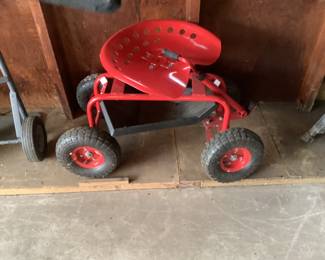 Red garden seat