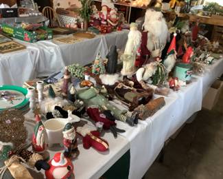 Large variety of Santa Claus decorations