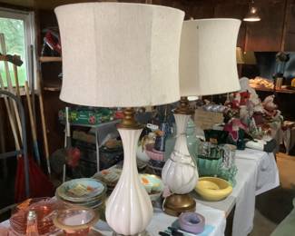 Pair of vintage white lamps