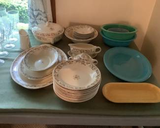 Set of dishes plus pieces of Fiestaware