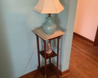 12” square vintage stand with marble top….