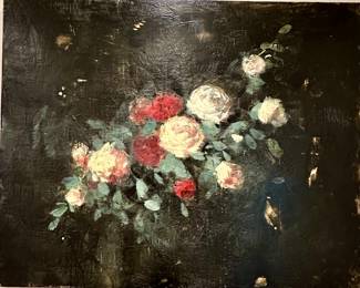 Encaustic on Canvas "Conversation with the Devil" 48" x 60" signed on back Tony Scherman