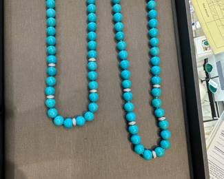 Sleeping Beauty Turquoise Necklaces with Diamond & 18k Spacers