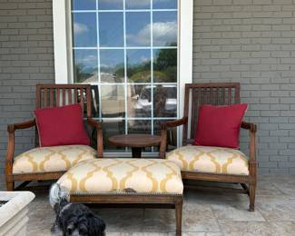Pair of Sutherland Teak Chairs and Ottoman