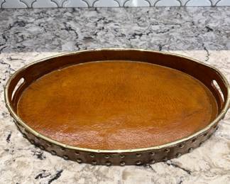 Leather studded tray