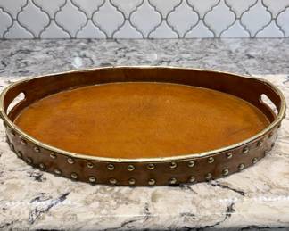 Leather studded tray