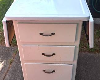 ANTIQUE MEDICAL ENAMEL DROP LEAF TABLE