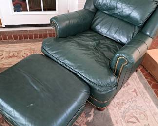 NICE WOODMARK LEATHER CHAIR & OTTOMAN