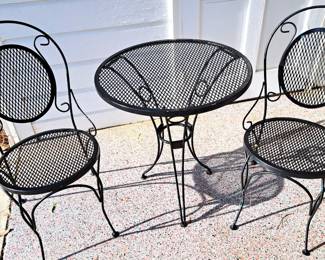 IRON BISTRO PATIO TABLE & 2 CHAIRS