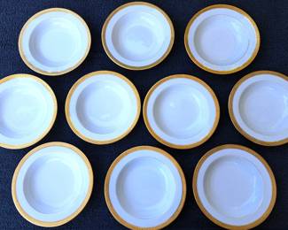 LIMOGES GOLD TRIM SOUP BOWLS