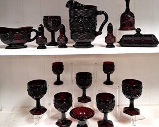 AVON CRANBERRY GLASS LOT