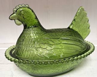 EAPG GREEN HEN ON NEST