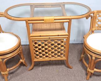 RATTAN TABLE & CHAIRS