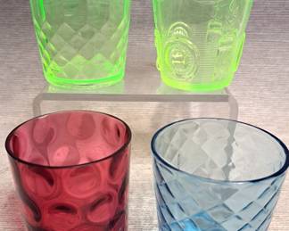 2 RARE VASELINE GLASSES & 2 OTHER GLASSES LOT