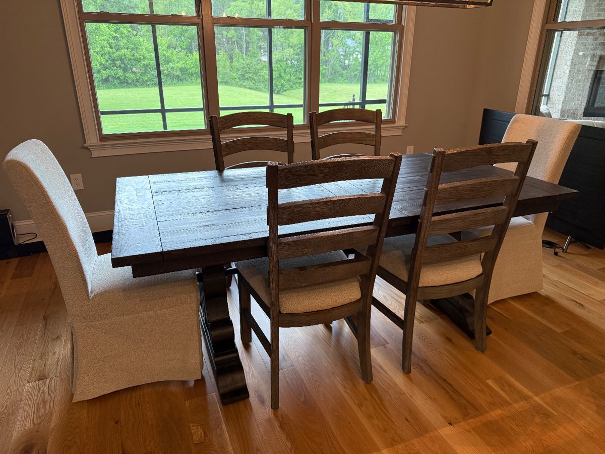 #9 Dining table with 6 chairs 80-112x40x30 $600.00