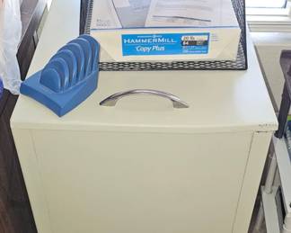 Flip top file cabinet with lock