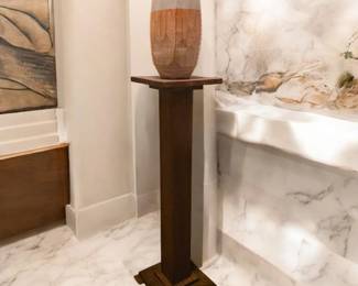 Antique Mission-Era Oak Pedestal Stand – Arts & Crafts Style
