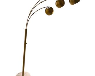 Modern Triple Arc Floor Lamp – Gold Tone with White Marble Base