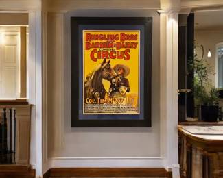 HUGE! 1930's Ringling Bros. and Barnum & Bailey Circus Poster – Col. Tim McCoy – Original Framed Advertising in a Premium Frame w/ Glass