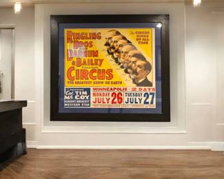 HUGE! 1930's AUTHENTIC Ringling Bros and Barnum & Bailey Circus Advertising Poster in a Premium Frame w/ Glass