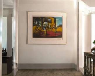 Salvador Dalí "Slave Market with the Disappearing Bust of Voltaire" – Pencil Signed Lithograph 166/300, Framed