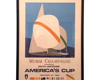 1983 America’s Cup Poster – Mumm Champagne / Browne Vintners Co. – Framed Vintage Print