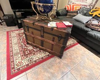 Awesome old steam trunk; legit wood and dated 1900!!!