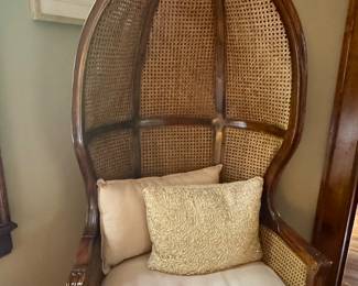 Set of hooded caned balloon chairs 