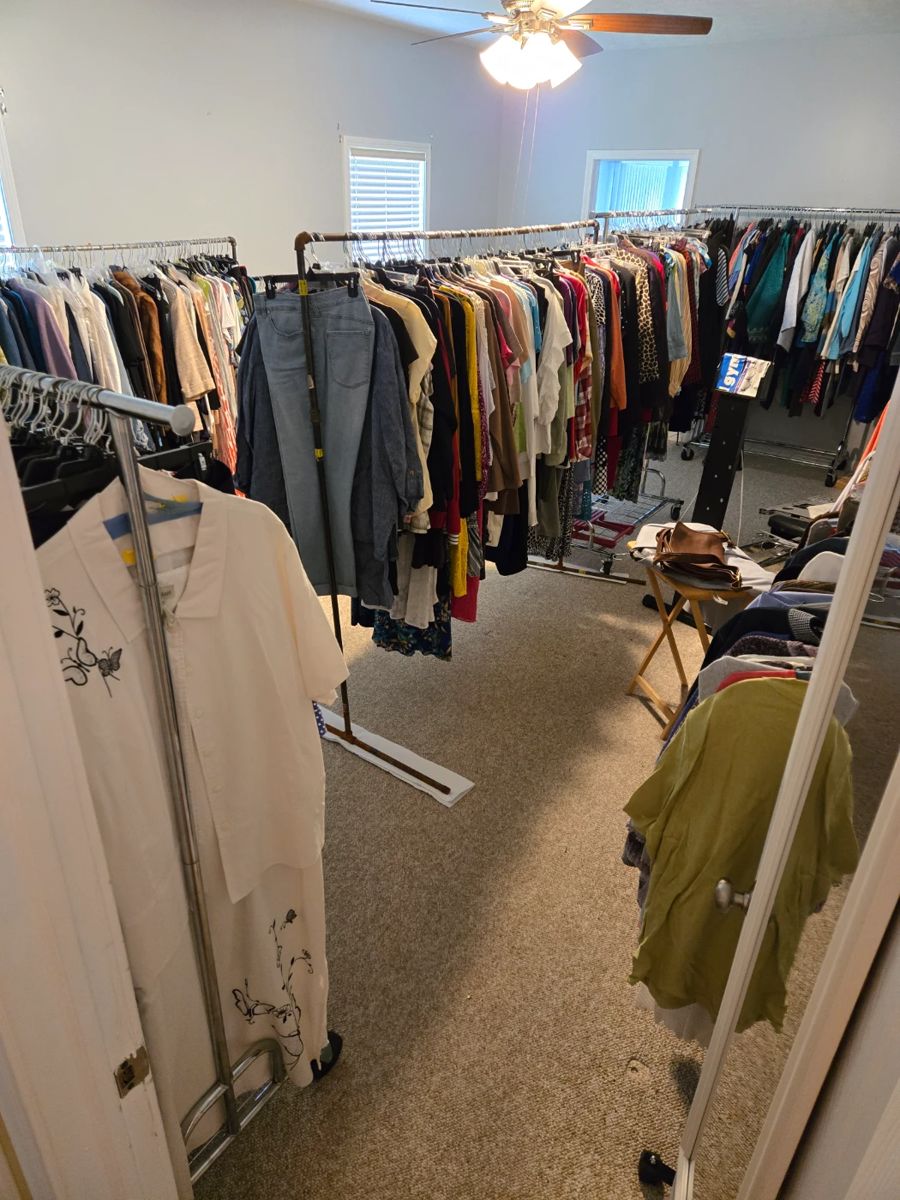 An entire large room full of clothes!