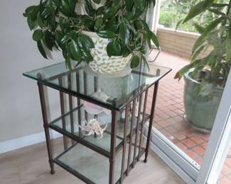 Two of two glass/metal end tables.