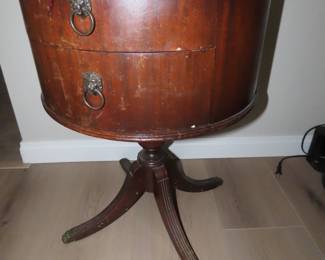 Antique end table with drawers.