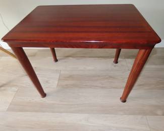 Teak end tables. VEHE STOLE, Mobelfabrik, made in Denmark.
