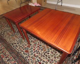Teak end tables. VEHE STOLE, Mobelfabrik, made in Denmark.