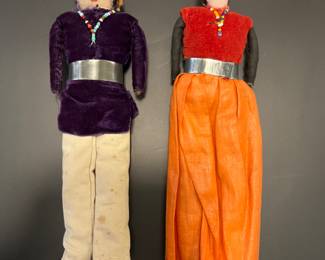 A pair of vintage Navajo dolls