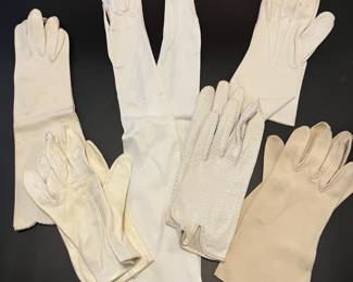 Vintage white kid evening gloves