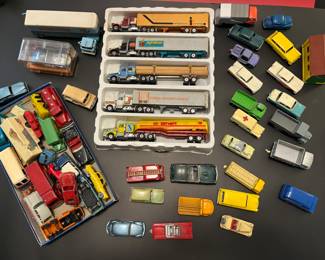 vintage Matchbox and Hot Wheels cars and trucks