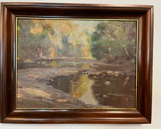 A landscape of a southern Illinois river, oil on canvas, signed Snowden
