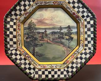 Decorative plate with a country scene by McKenzie Childs