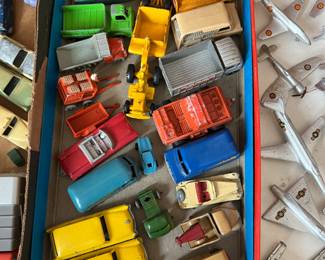 lots of toy cars, some new in box, plus vintage Matchbox, made in England