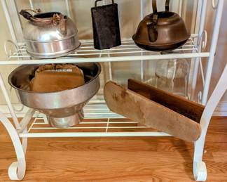 Antique items on the Bakers Rack!