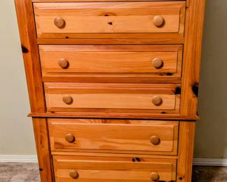 Broyhill Solid Knotty Pine Tallboy - $350. 36" wide, 17.74" deep, 47.5" tall.
