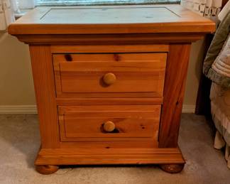 Broyhill Solid Knotty Pine Nightstand (2 available) - $120 each. 26" wide, 17" deep, 24.75" tall.
