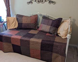 Sturdy IRON TRUNDLE BED - $180 (with 2 twin mattresses). Bed Cover and Pillows sold separately.