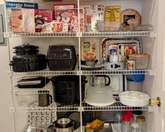 A great PANTRY of Pots and Pans and fun items!