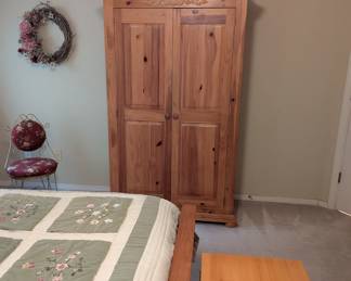 Broyhill Solid Knotty Pine Armoire - $500. 40"5" wide, 20" deep, 75.5" tall.